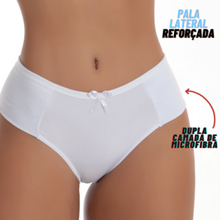 Kit com 10 Calcinhas Tangas Modeladora Pala Lateral Reforçada Dupla em Microfibra Forro 100% Algodão Adulto Atacado Varejo Sara