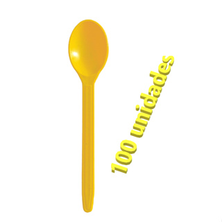 100 Colher Descartável Reforçada Amarela Para Açaí Sorvete Sobremesa Bolo em Oferta na Shopee