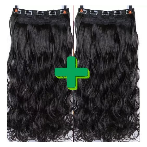 Kit Com 2 Cabelos Bio Vegetal Organico De 69 Cm 150g - Preto