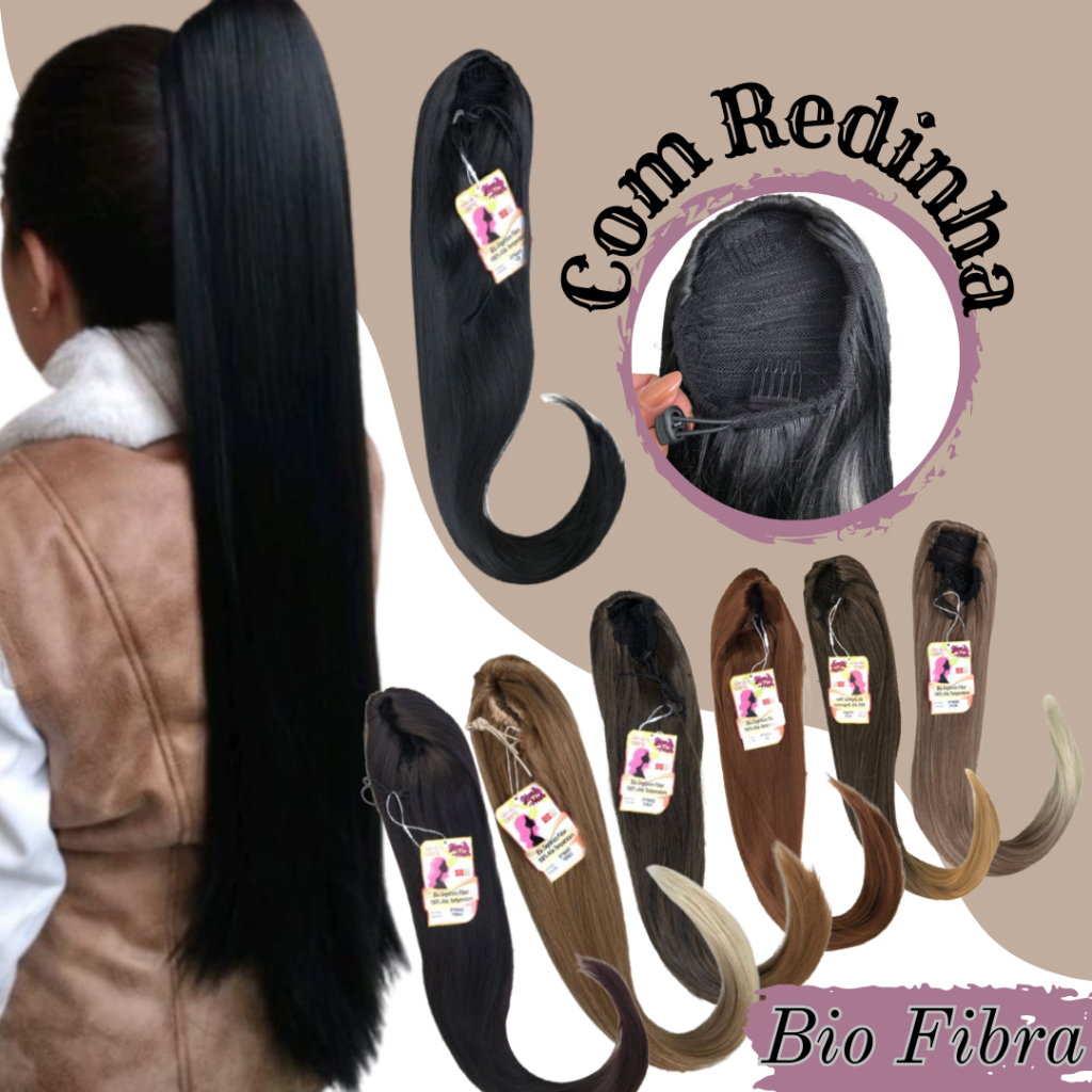 Aplique Rabo De Cavalo Redinha 75cm Com Elástico Ajustável