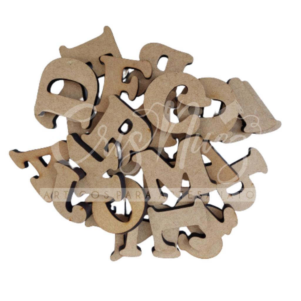 kit 104 letras mdf 6mm letras alfabeto 4cm altura Cris Artesanatos