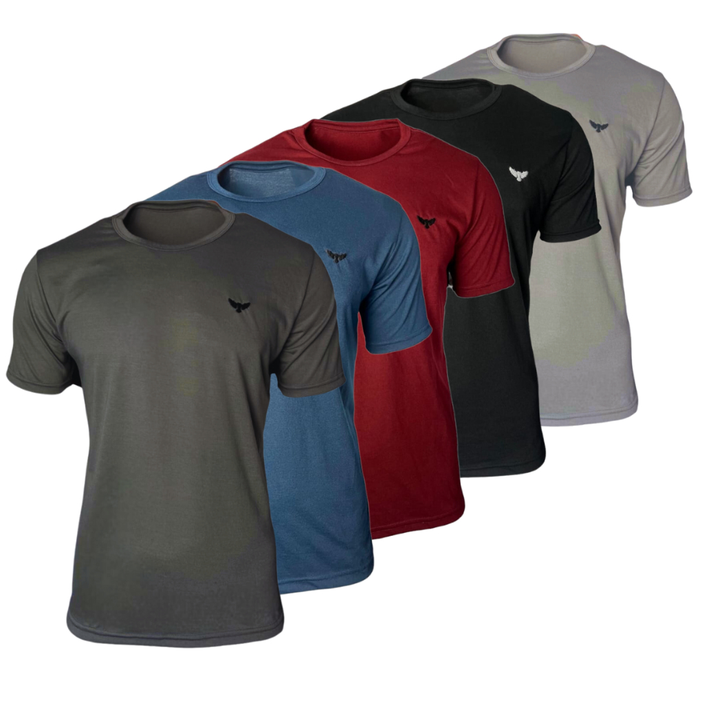 Kit 5 Camiseta Basica Masculina Academia Treino Bordada