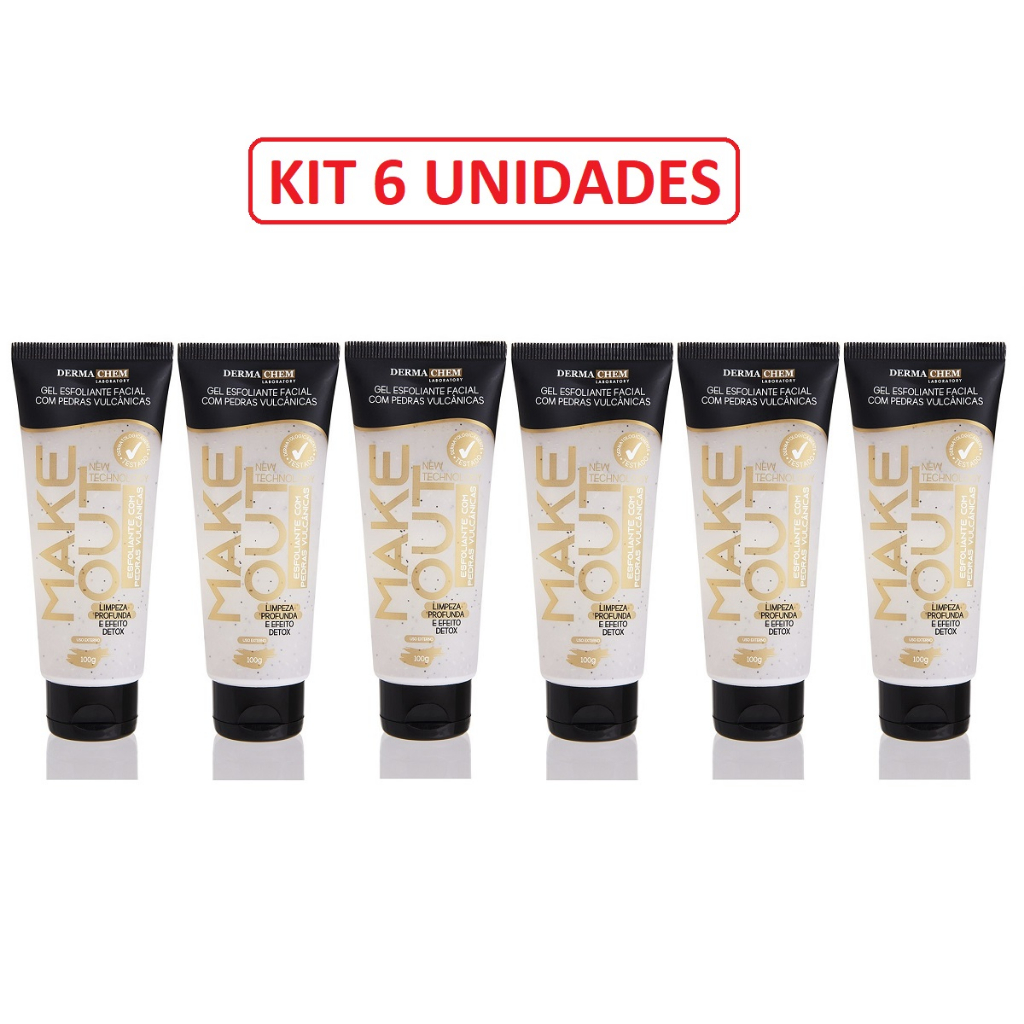 Kit C/6 Gel Esfoliante Facial Pedras Vulcânicas MAKE UP DERMACHEM 100g em Oferta na Shopee