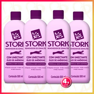 Kit 4 Removedor de Esmalte STORK Sem Acetona 500ml Com Óleo de Amêndoas e Umectante