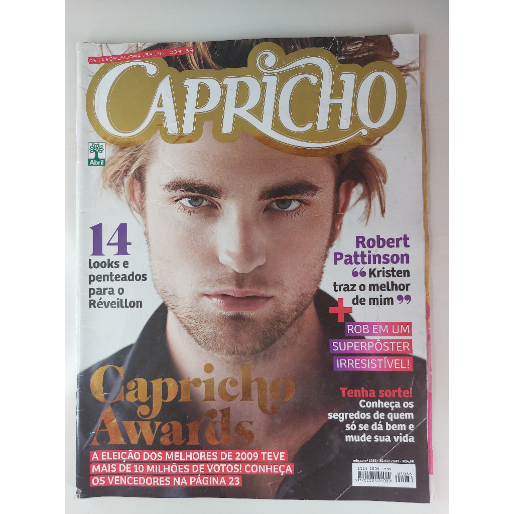 Revista Capricho 1086 Robert Pattinson Kristen Stewart McFly Taylor Swift Agatha Moreira Paul Wesley Ian Somerhalder 20 Dez 2009