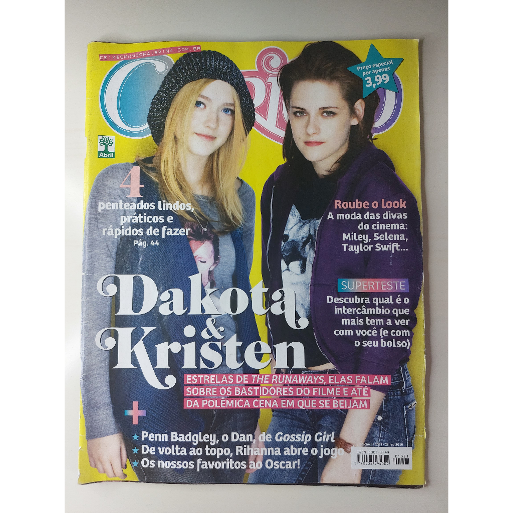 Revista Capricho 1091 Dakota Fanning Kristen Stewart Penn Badgley Alexandra Daddario Rihanna Katie Cassidy 28 Fev 2010