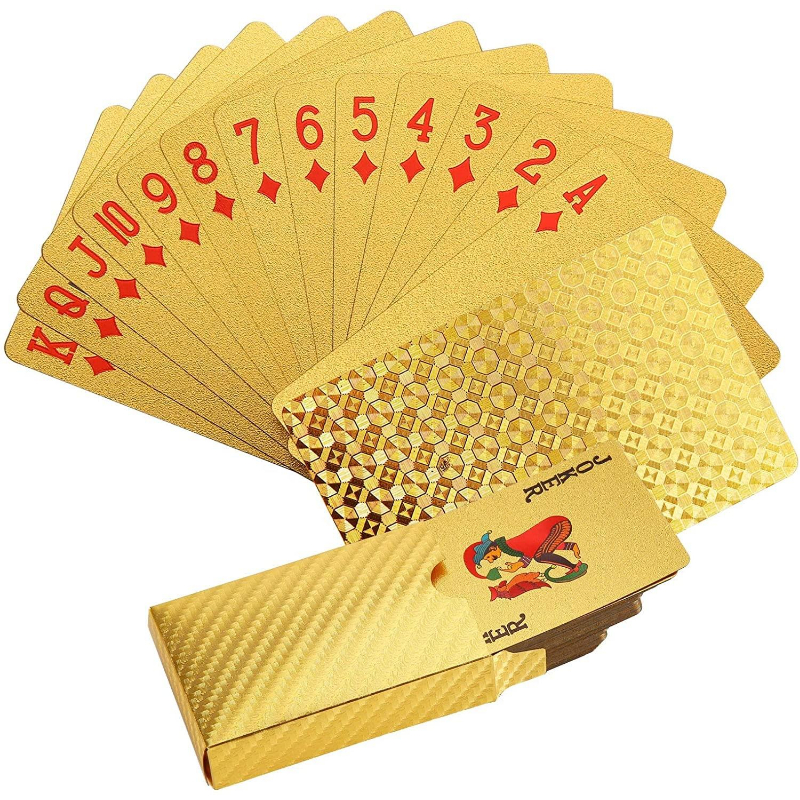 Baralho Dourado Resistente A Água Anti Rasgo Cartas Ouro