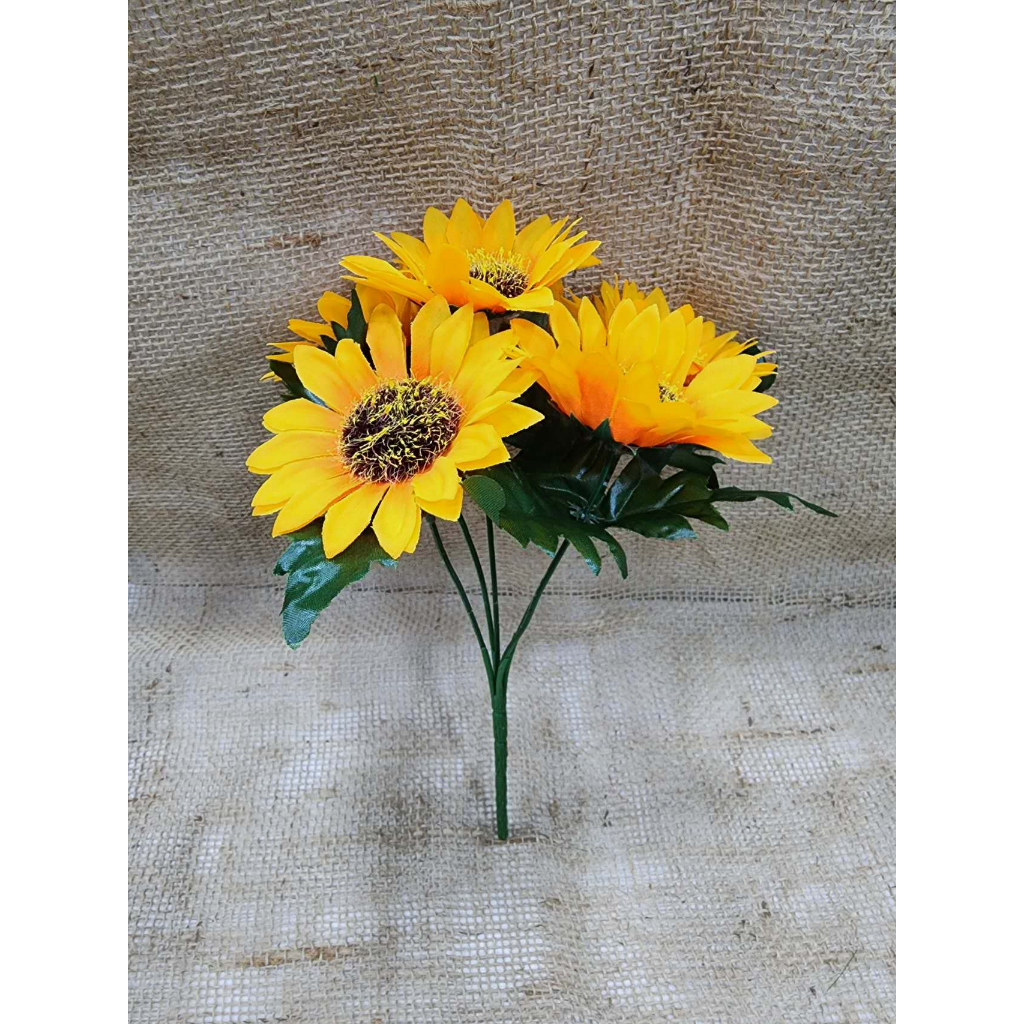 girassol artificial(1 galho com 5 girassóis)