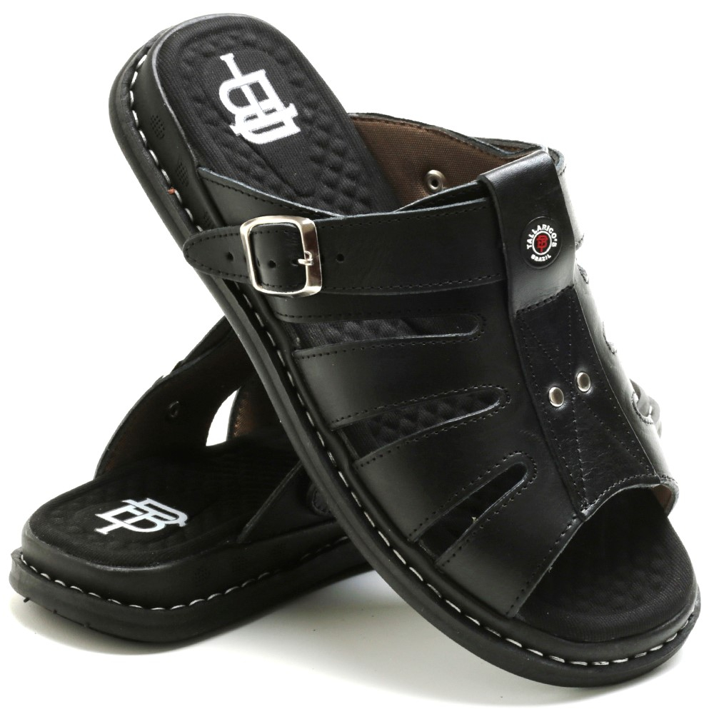 Sandália Franciscana Anti Stress Chinelo Masculino em Couro Legítimo
