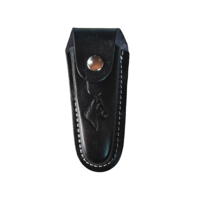 Capa Bainha Porta Canivete em Couro Desenhada Com Passador para Cintos Oferta