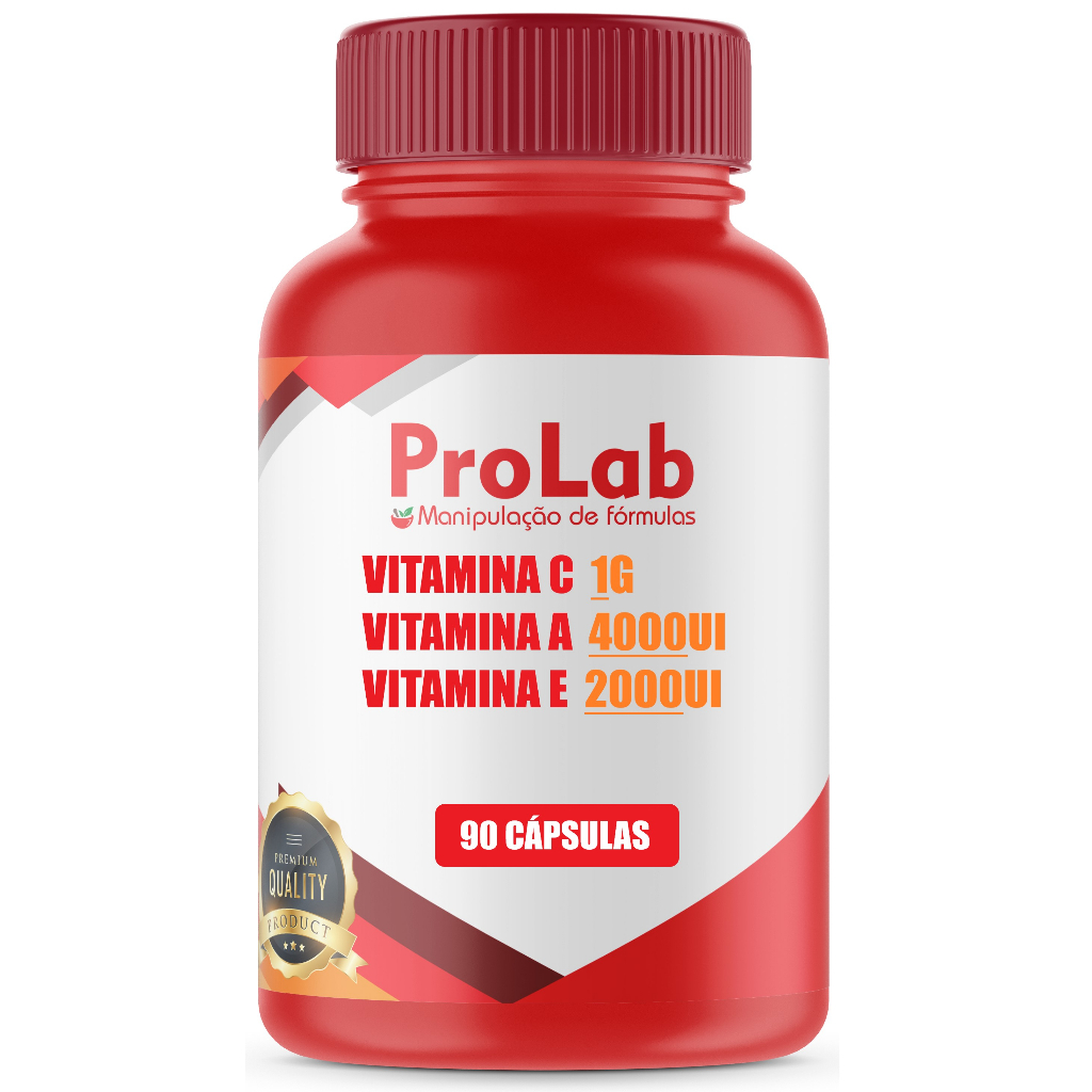 Vitamina C 1 Grama + Vitamina A 4000Ui + Vitamina E 2000Ui - 90 Cápsulas