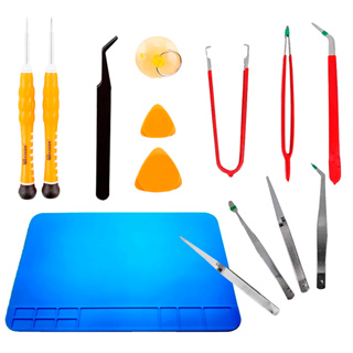 Kit Jogo Manutenção De Eletrônicos Manta Magnética Antiestática Chaves De Precisão Pinças Ventosa em Oferta na Shopee