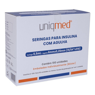 Seringa Insulina 31g 6mmx0,25mm Uniqmed c/100 c/agulha