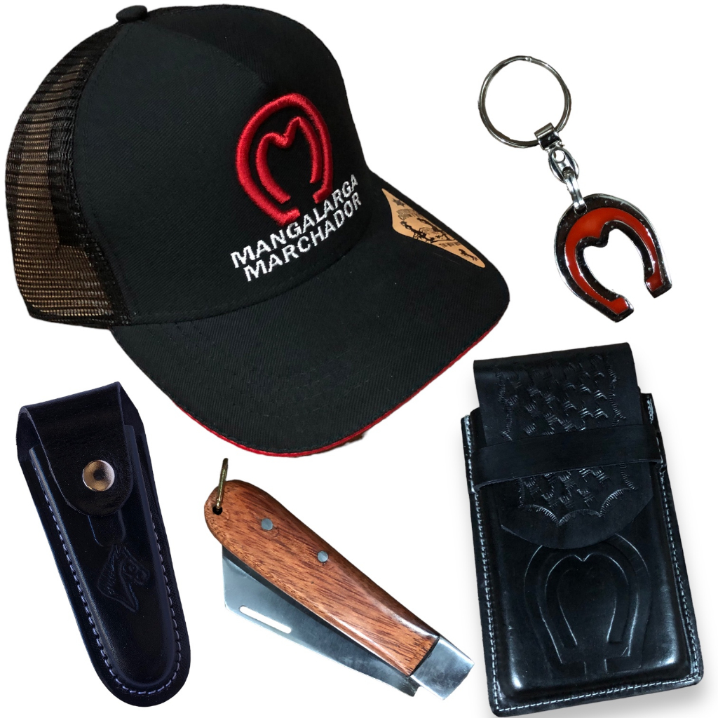 Kit Country Boné Capinha de Celular Bainha de Canivete Canivete + Chaveiro