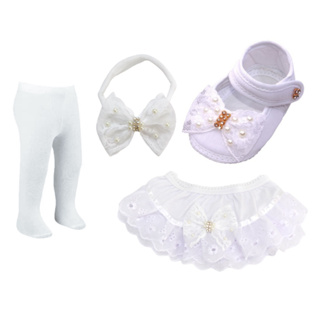 Kit Sapatinho Bebê Menina Laço Renda +Faixa+ Calcinha+ Meia Calça em Oferta na Shopee