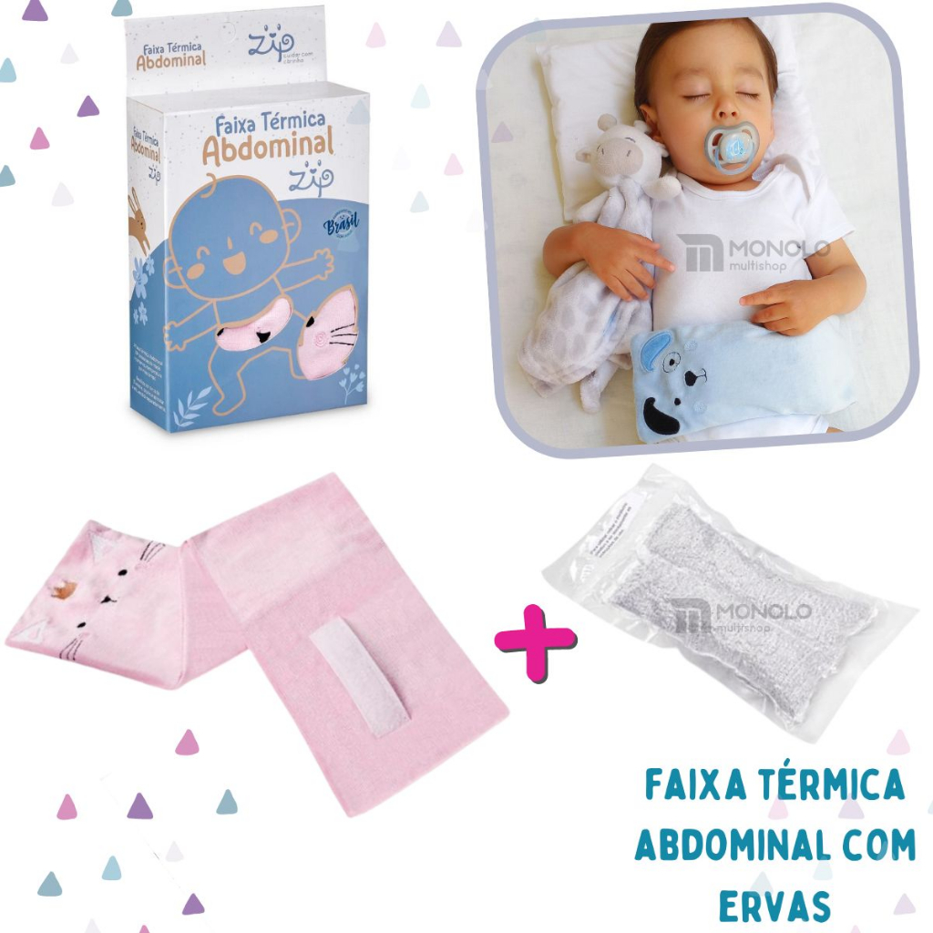Cinta Térmica Alivia Cólica Dor Barriga Bebe Nenê c/ Bolsa Semente Erva Anti Gases Conforto em Oferta na Shopee