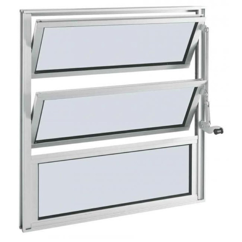 Janela Vitro Basculante Para Banheiro 60x60 alumínio Brilhante vai com vidro mini boreal