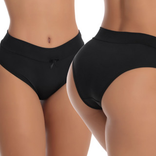 Kit com 3 Calcinhas Confortável Calçola Senhora em Microfibra Forro 100% Algodão Lisa Adulta Calcinha Cós Alto
