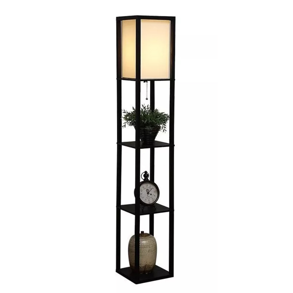 (1734)Luminária De Chão 1,60m Abajur De Piso C/ Prateleira