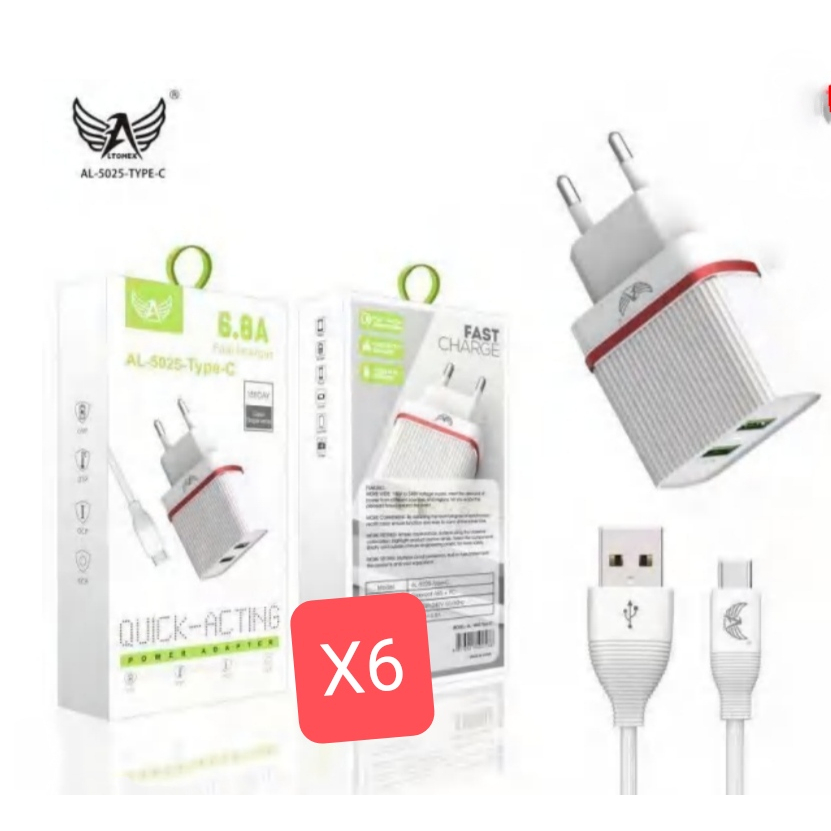 kit 6 Carregador De Celular Altomex - Carregadores - tipo c 6.8A - bicolor - Central -  Cod. AL-5025-type-c