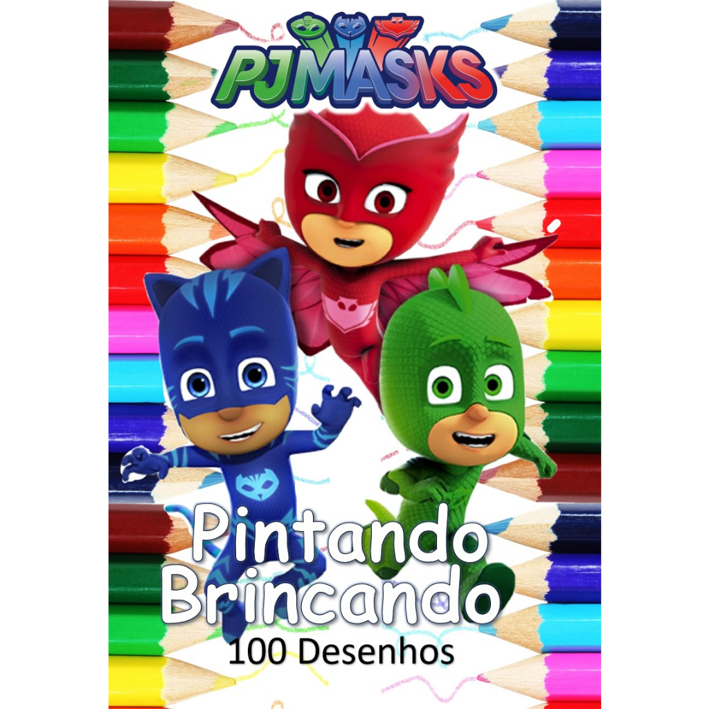 100 Desenhos Para Pintar e Colorir Pj Masks - Folhas A4 Sulfite Avulsas/Soltas