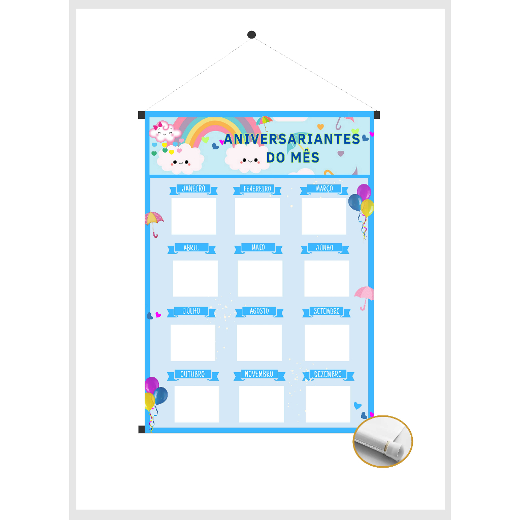 Banner Escolar Didático  Aniversariante chuva de Benção em Oferta na Shopee