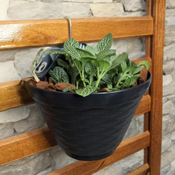 Vaso de Parede para Plantas 20cm de Plástico Preto Vertical Jardim Horta