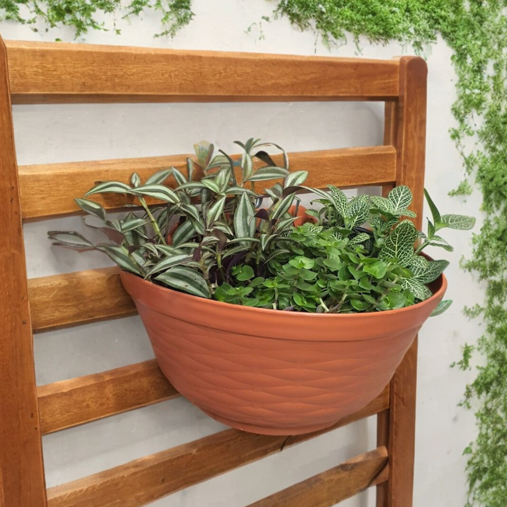Vaso de Parede para Plantas 28cm de Plástico Terracota