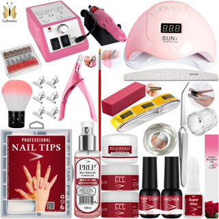 Kit Manicure Unhas de Gel Lixadeira Elétrica Cabine Sun Lixas Tips Copo Dappen Fibra Moldes Prep