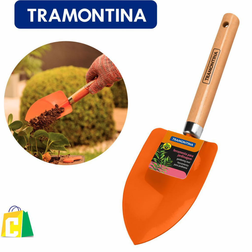 Pazinha Larga Para Jardinagem Horta Com Cabo de Madeira Tramontina em Oferta na Shopee