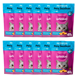 Caixa 12un Petisco Whiskas Temptations Pelo Saudável Gatos Adultos 40g em Oferta na Shopee