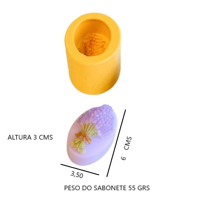 MOLDE DE SILICONE MAÇO DE LAVANDA OVAL 1 CAV PARA SABONETE