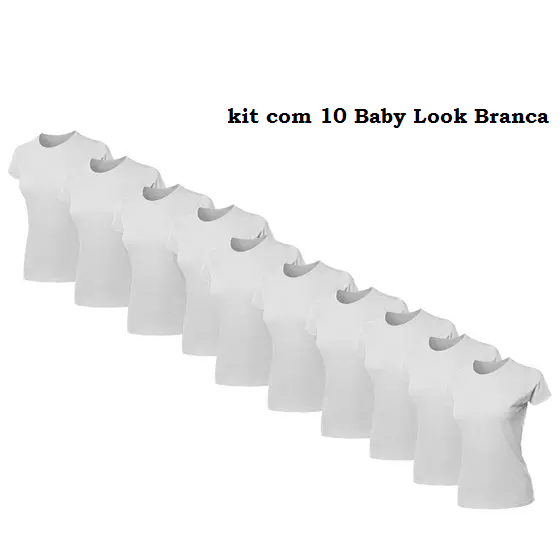 10 Baby Look Branca Revenda Camiseta Sublimação 100% Poliester Atacado Oferta Camisa Feminina
