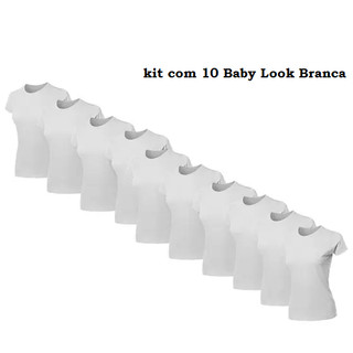 10 Baby Look Branca Revenda Camiseta Sublimação 100% Poliester Atacado Oferta Camisa Feminina