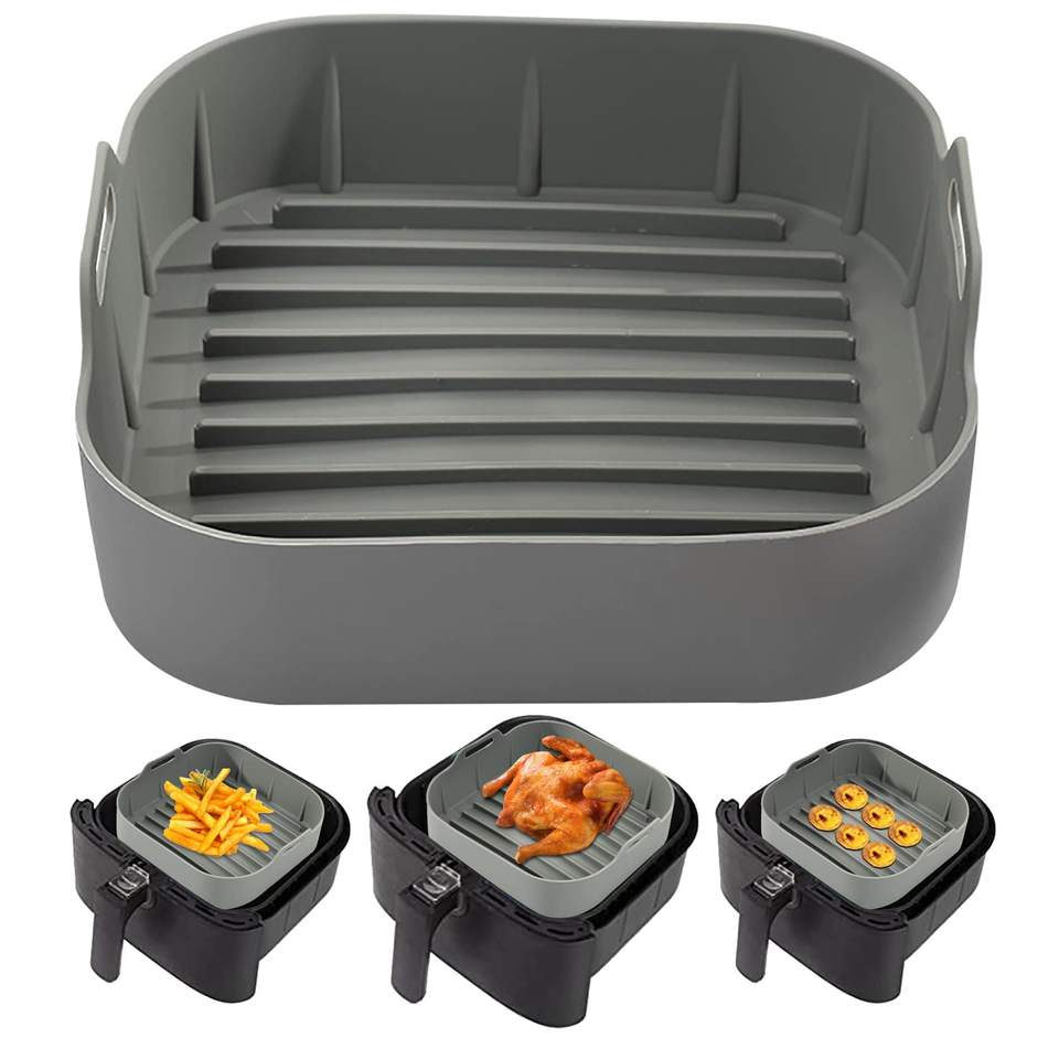 Forma de Silicone Pra Air Fryer Com Alça 16cm Reutilizável Protetor de Grelha de Fritadeira