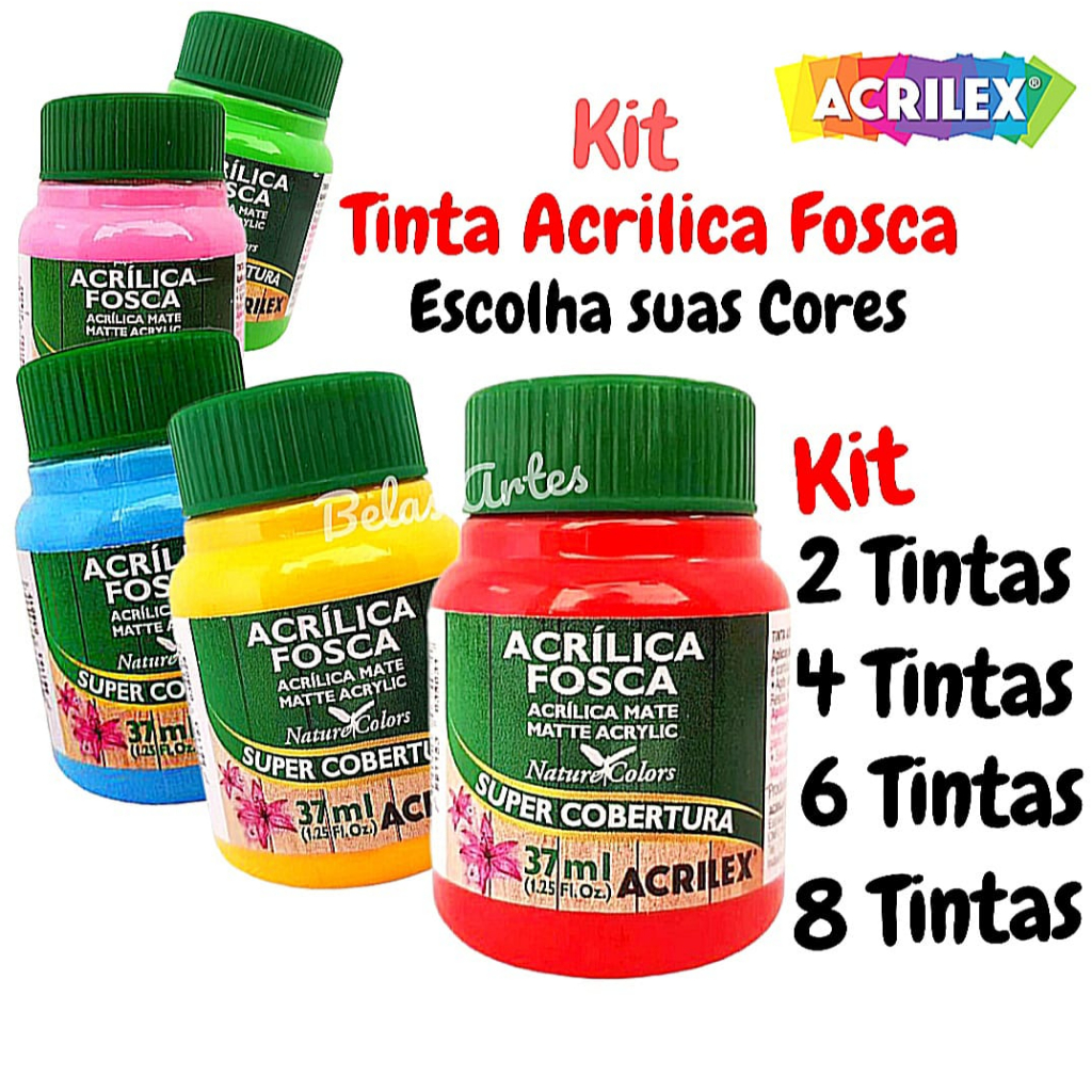 Kit Tinta Acrílica Fosca - Acrilex em Oferta na Shopee