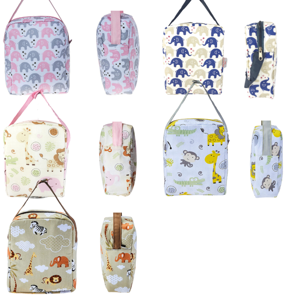 Bolsa Térmica Frasqueira Porta Mamadeiras Bebê Lancheira - Safari Passinho do Elefante