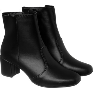 Coturno Feminino Confortável Salto Alto Grosso Bota Bico Quadrado Fashion Macia Zíper Botinha Blogueira Square Da Moda Inverno