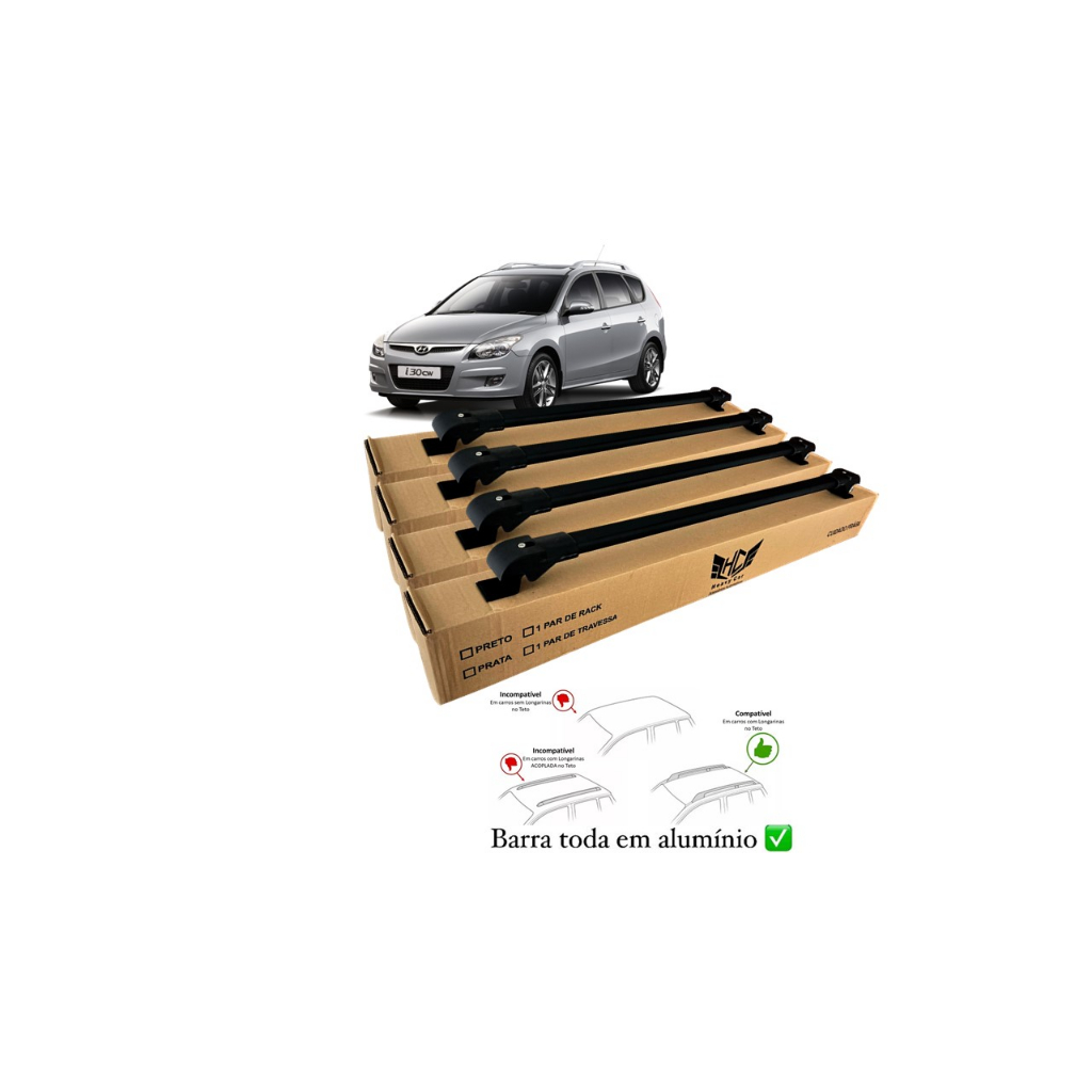 Rack Travessa Hyundai I30 Cw 2010 A 2012 4 Barras Bagageiro Slim Barra Alumínio