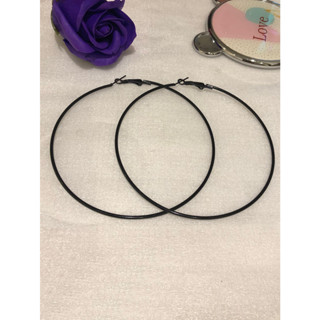 Brinco de argola minimalistas/preto/9cm