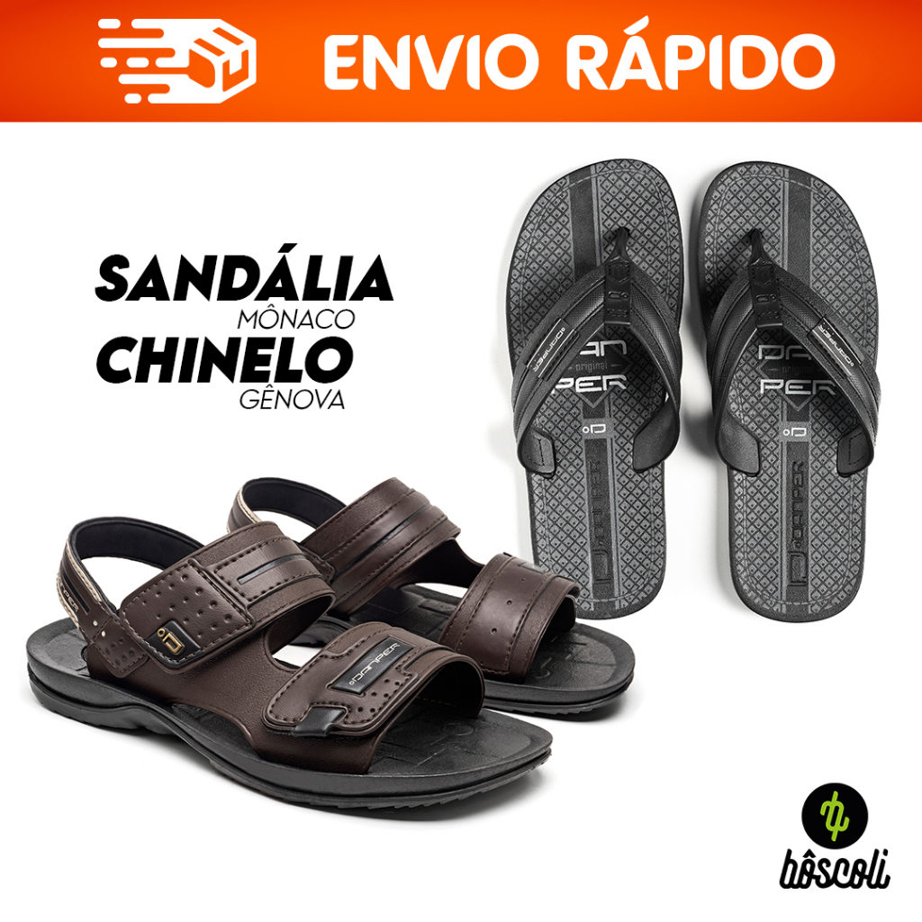 KIT Papete Sandália Monaco + Chinelo de Dedo Genova Adulto Masculino Danper