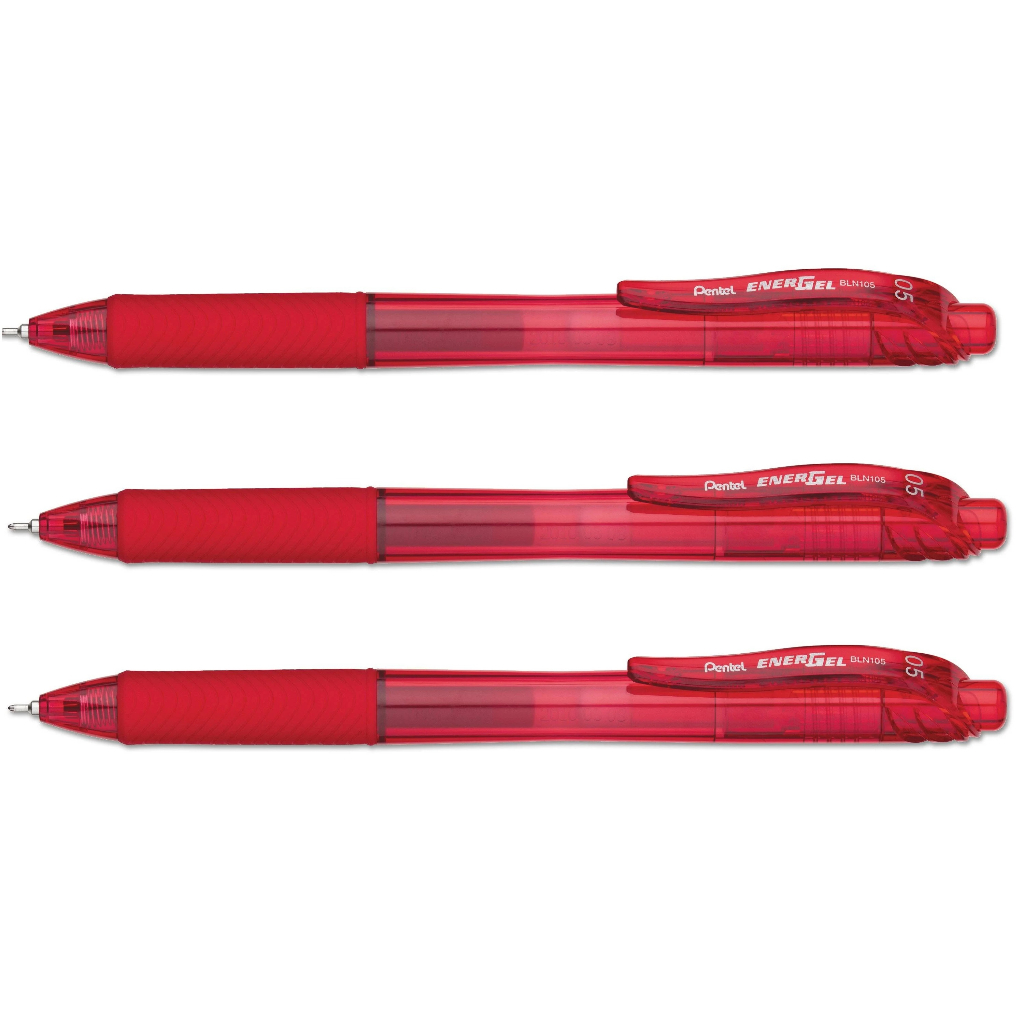 Kit Pentel Retrátil Energel 0,5 Bln105 Vermelha X 3 Unidades