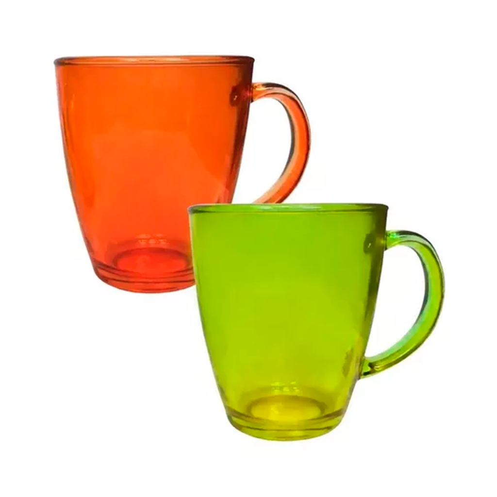 Jogo De 02 Canecas De Vidro 350ml Coloridas Clink Verona - Home & Living