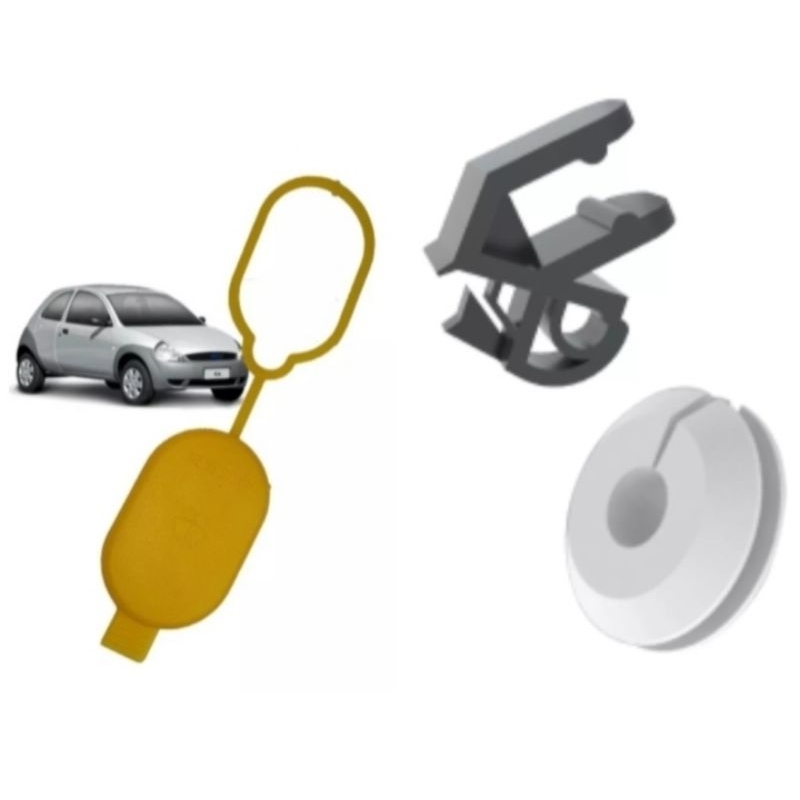 kit Grampo Vareta Capo e Tampa Reservatório Água Parabrisa  Ka Fiesta Courierkit Grampo Vareta Capo Ka Fiesta Courier
