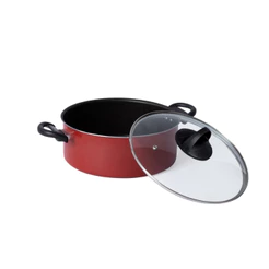 Caçarola Antiaderente 22 Cm Panela Avulsa Teflon Com Tampa De Vidro Com Duas Alças
