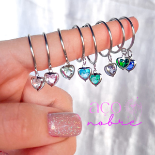 Argola Cristal Em Aço Inox 8 cores Coração Zircônia  Hipoalergênica Brinco Em Aço Inox 100% Aço em Oferta na Shopee