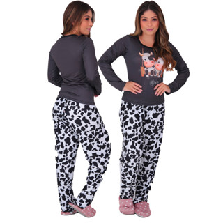 Pijama Manga Longa Outono Inverno Felpado Layla