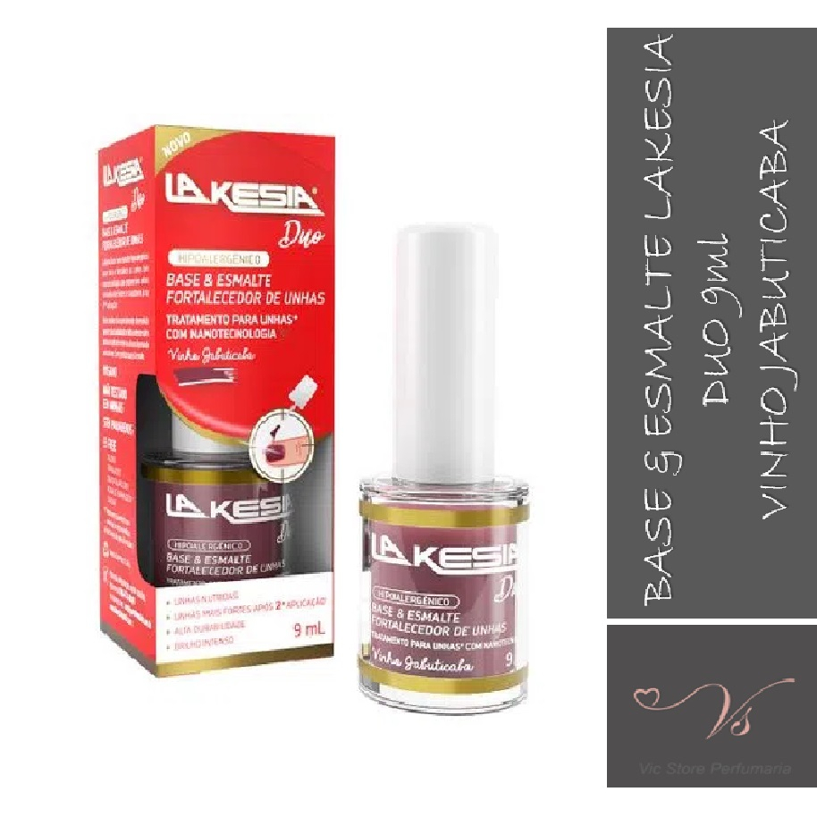 Base e Esmalte Fortalecedor De Unhas Lakesia Duo Vinho Jabuticaba 9ml