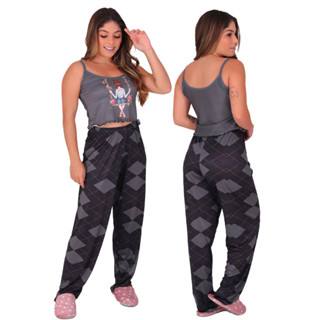 Pijama Cropped Alcinha Maju Suede Sublimado