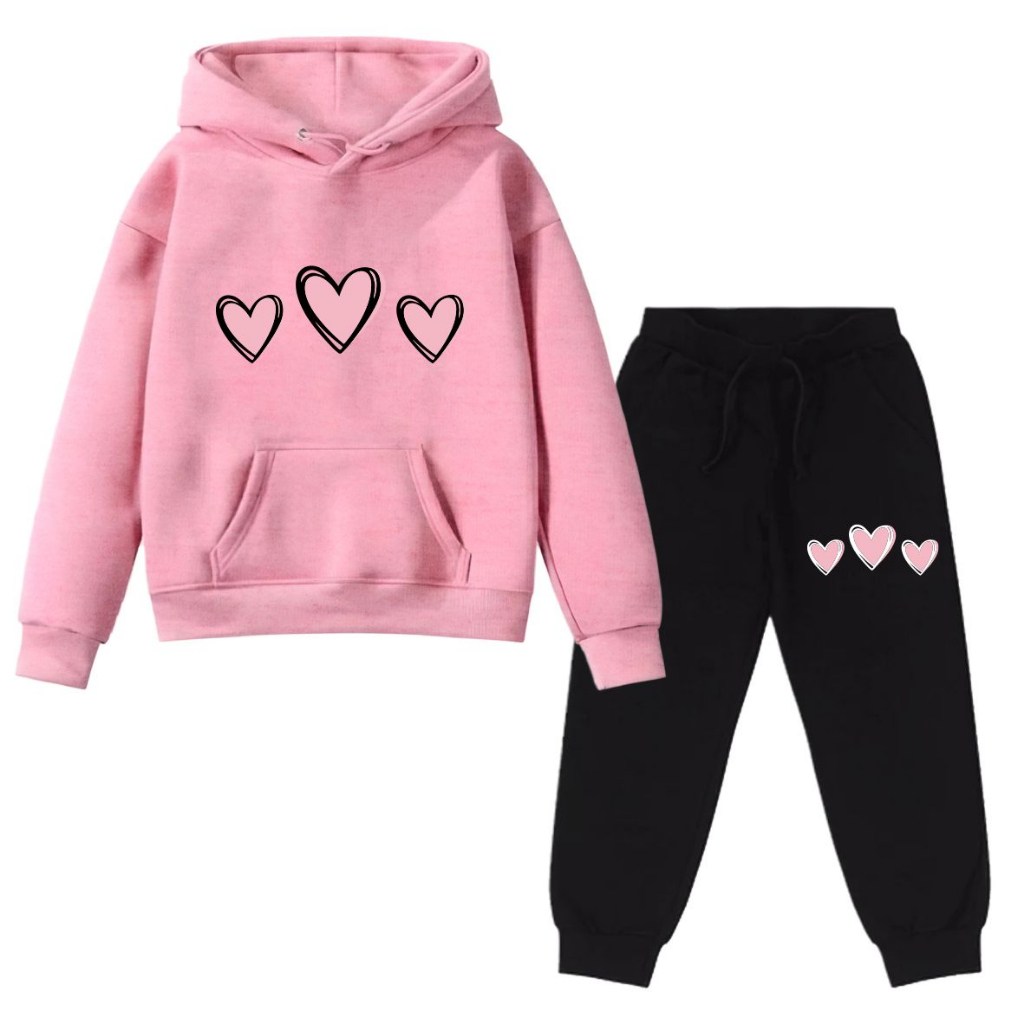 Conjunto  Moletom Infantil Blusa E Calça3 Corações em Oferta na Shopee